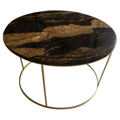 Contemporary Side Table in Iron and Emperor Black and Gold Marble, Spain, 2023