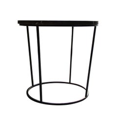 Contemporary Side Table in Iron and Varnished Marquina Marble, Spain 2023