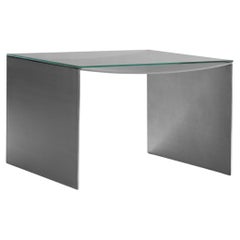 Contemporary Side Table in Steel and Glass Table Top by PUR