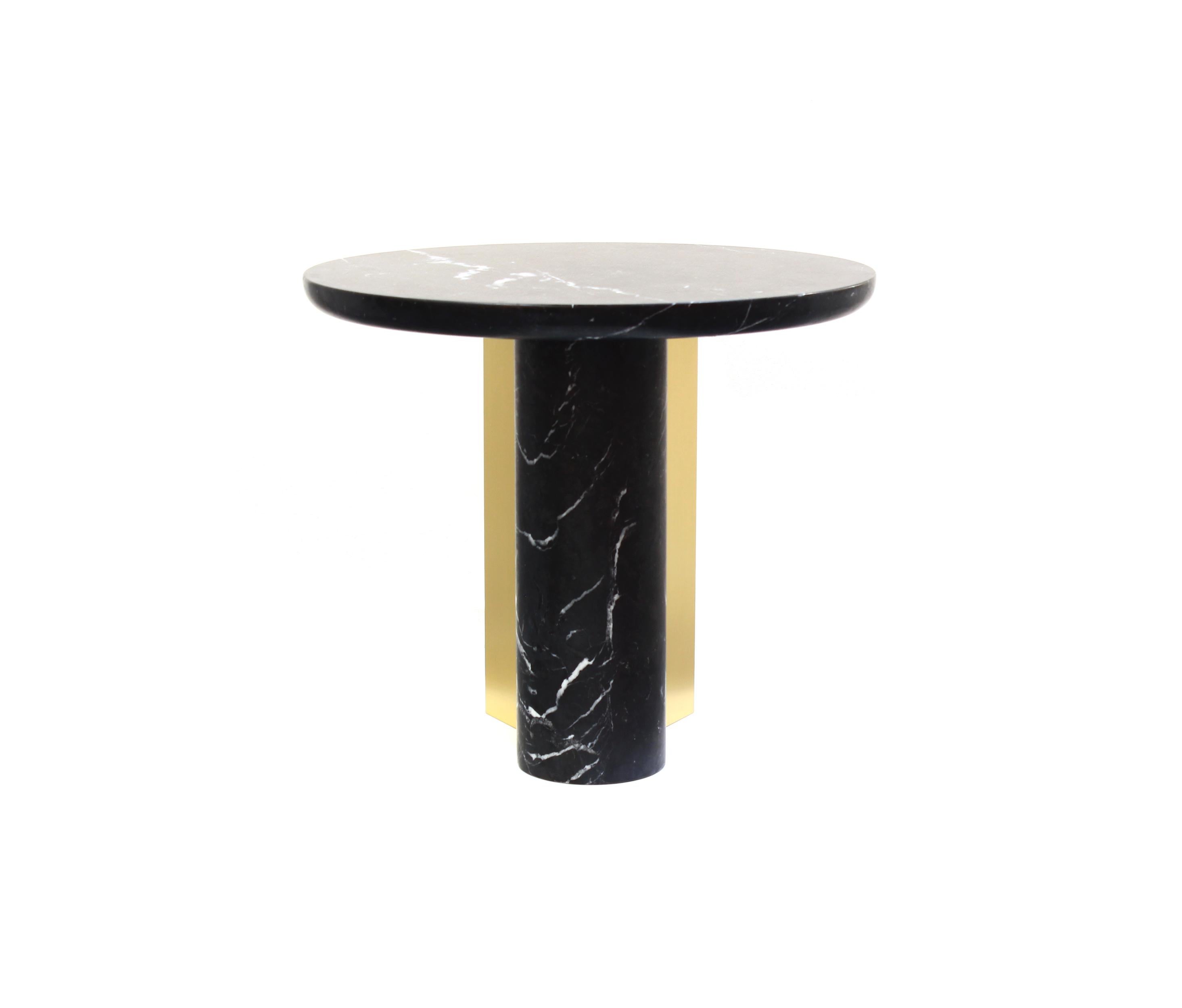 Other Contemporary Side Table INT, ST in Brushed Brass and Marble For Sale