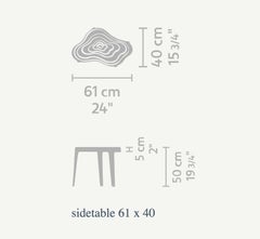 Contemporary Side Table 'Isola', by LINTELOO, 61-40 Anthracite Oak w/ rings