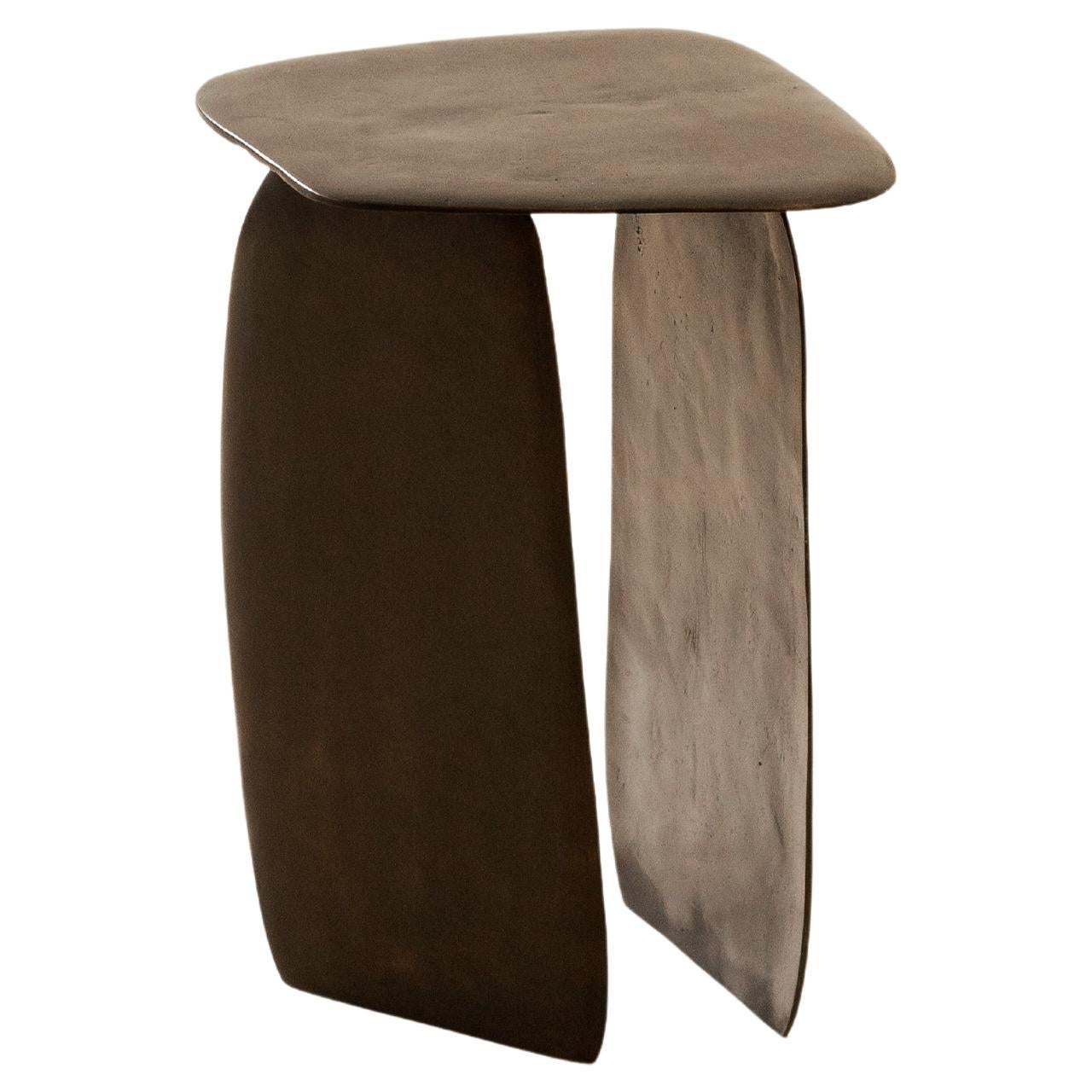 Contemporary Side Table Morfa Nº 01 with Dark Patina by Lucas Recchia, 2023