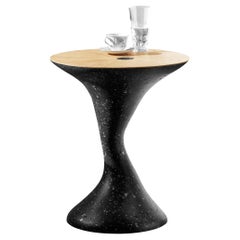 Contemporary side table, oak, black concrete-like material by Donatas Žukauska