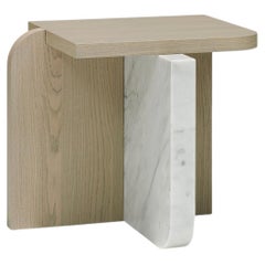 Contemporary Side Table 'Offset' by LINTELOO, 65-60, Oak and Marble