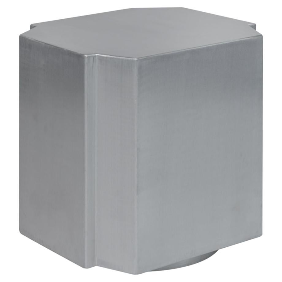 Contemporary Side Table or Stool 'Funki' 01, Brushed Aluminum by Louise Roe For Sale