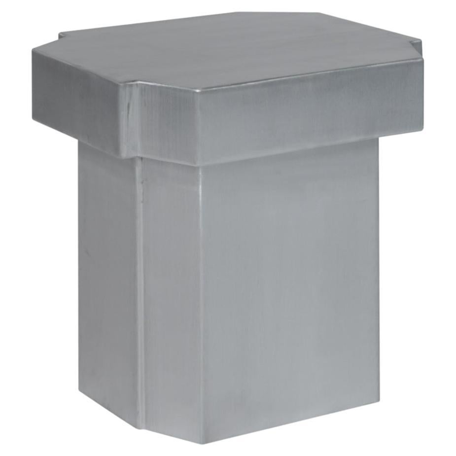 Contemporary Side Table or Stool 'Funki' 02, Brushed Aluminum by Louise Roe For Sale