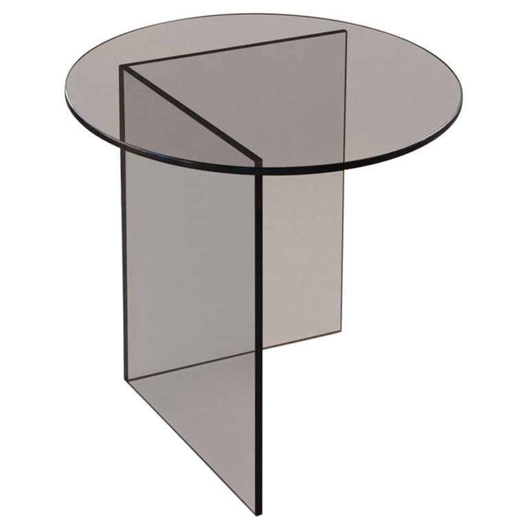 Table d'appoint contemporaine « bassin » en verre et bronze en vente