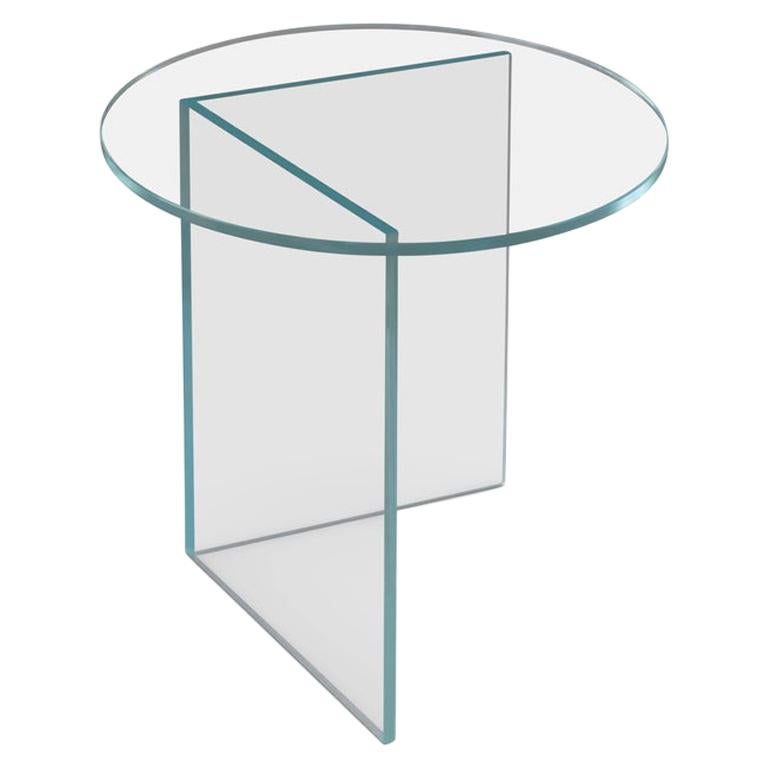 Contemporary Side Table 'Pond' Clear Glass For Sale