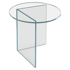 Table d'appoint contemporaine « bassin » en verre transparent