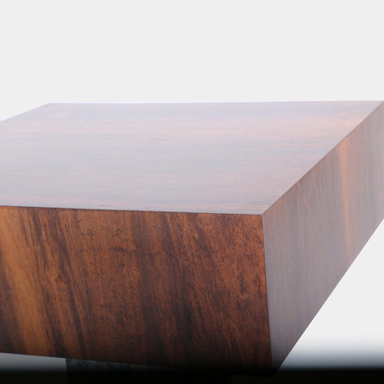 Contemporary Side Table "Tee", made of Brazilian Imbuia Wood and Stone at 1stDibs