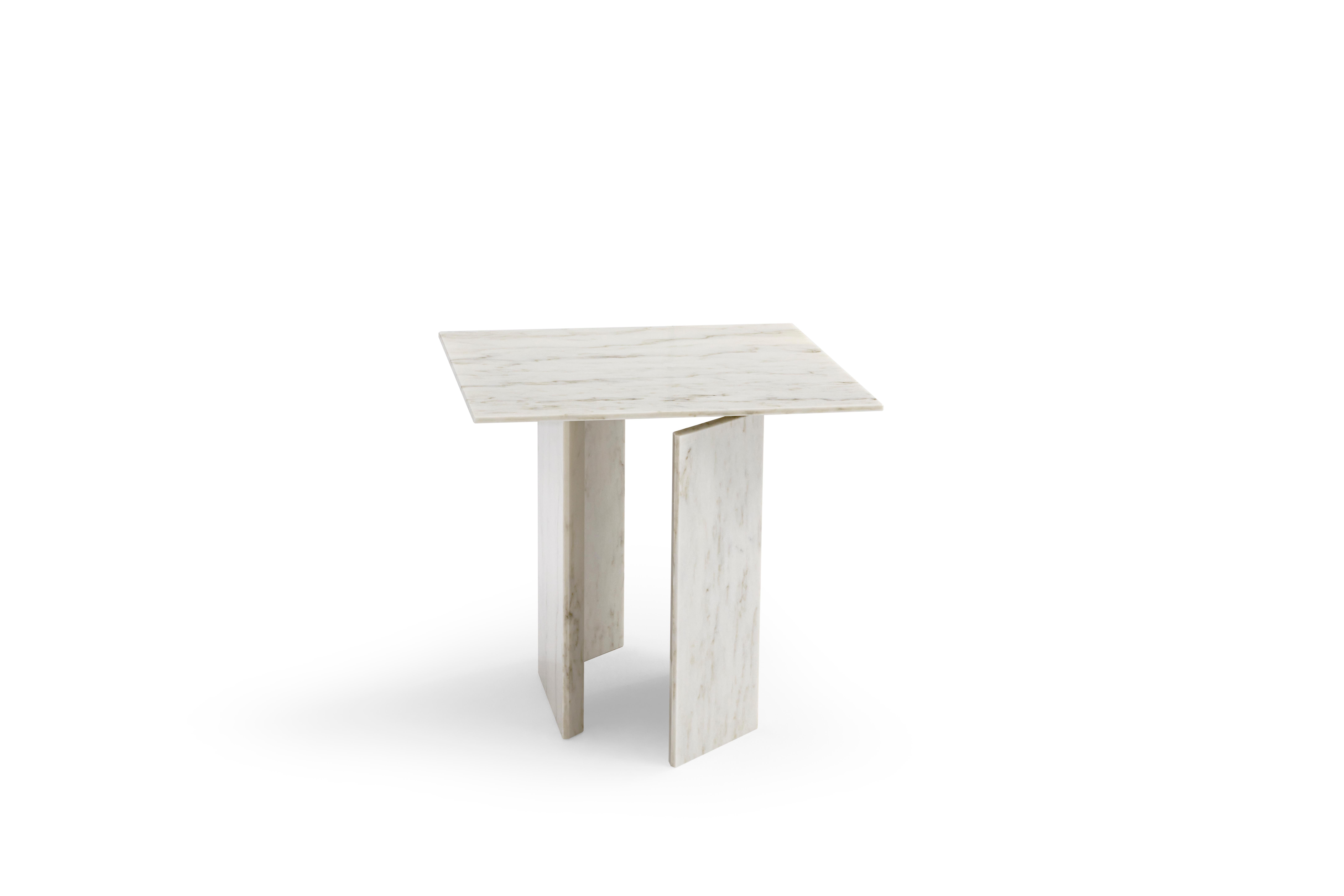 Organic Modern Contemporary Side Table 'Theorem' by Marta Delgado, White Marble For Sale