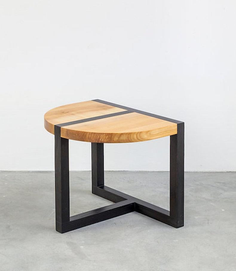 Contemporary Side Table 'TRN 1' by Pani Jurek, Black & Natural Wood, Ash Wood For Sale 1