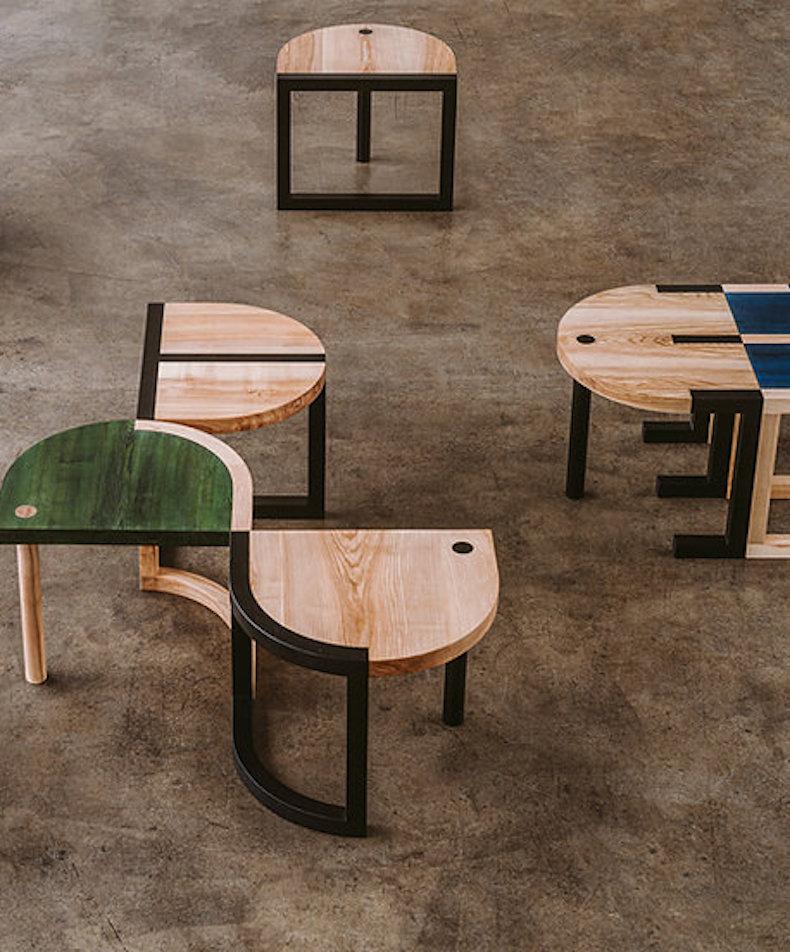 Contemporary Side Table 'TRN 1' by Pani Jurek, Black & Natural Wood, Ash Wood For Sale 4