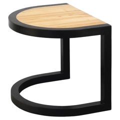 Contemporary Side Table TRN 1, Black and natural wood, Ash wood