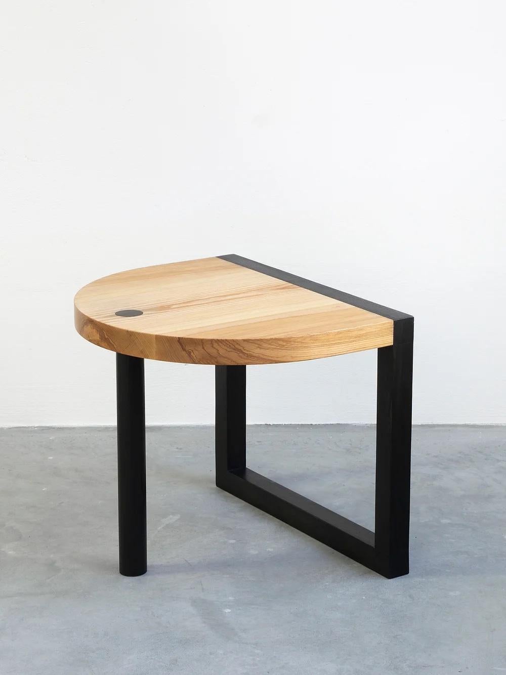 Contemporary Side Table 'TRN 1' by Pani Jurek, Red & Natural Wood, Ash Wood In New Condition For Sale In Paris, FR