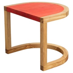 Contemporary Side Table 'TRN 1' by Pani Jurek, Red & Natural Wood, Ash Wood