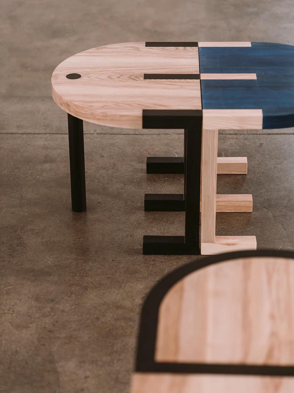 Contemporary Side Table 'TRN 2' by Pani Jurek, Black & Natural, Ash Wood For Sale 4