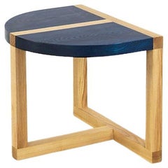Contemporary Side Table TRN 2, Blue and natural, Ash wood