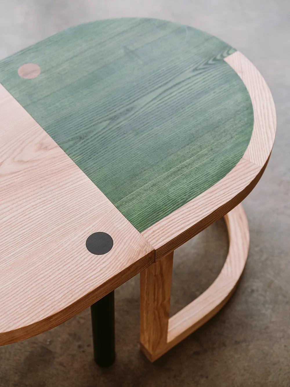 Contemporary Side Table 'TRN 3' by Pani Jurek, Black & Natural wood, Ash Wood For Sale 1