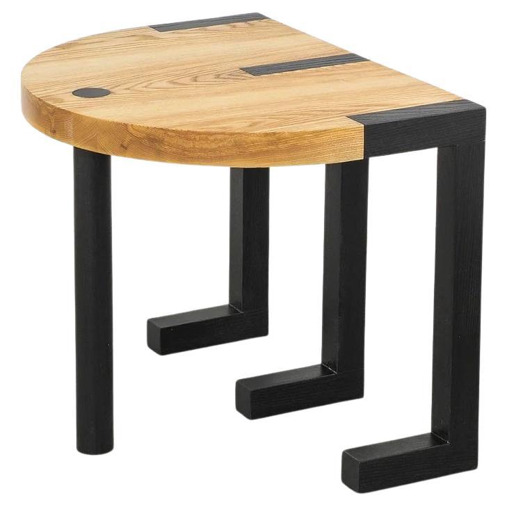 Contemporary Side Table 'TRN 3' by Pani Jurek, Black & Natural wood, Ash Wood For Sale