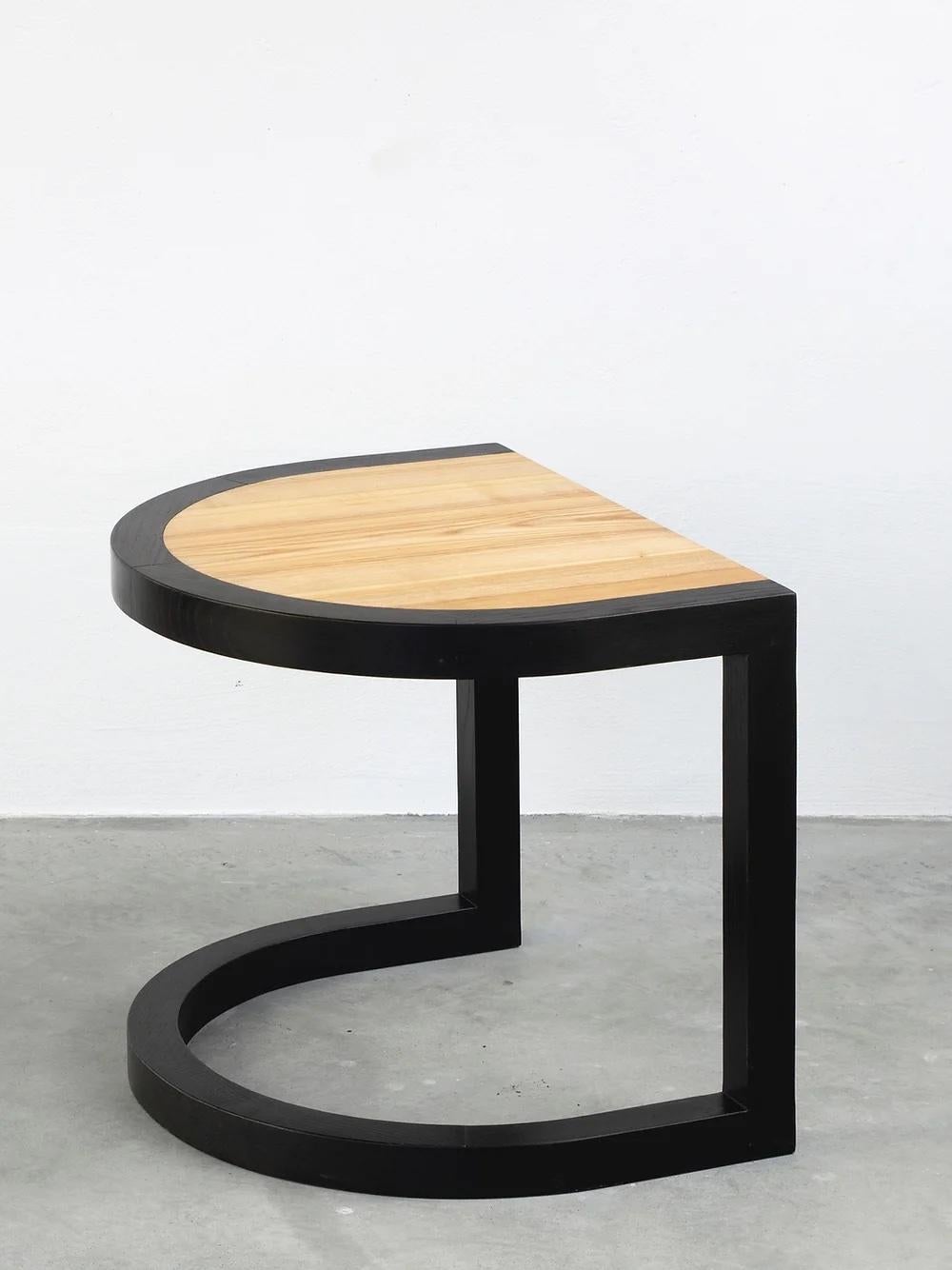Contemporary Side Table 'TRN 3' by Pani Jurek, Blue & Natural Wood, Ash Wood For Sale 3