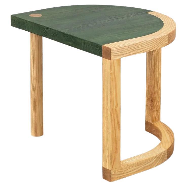 Contemporary Side Table 'TRN 4' by Pani Jurek, Green & Natural Wood, Ash Wood For Sale