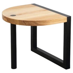 Contemporary Side Table TRN 5, Black and natural wood, Ash wood