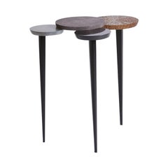 Contemporary Side Table with Bronze Fiber Marquetry and Carbon Shagreen