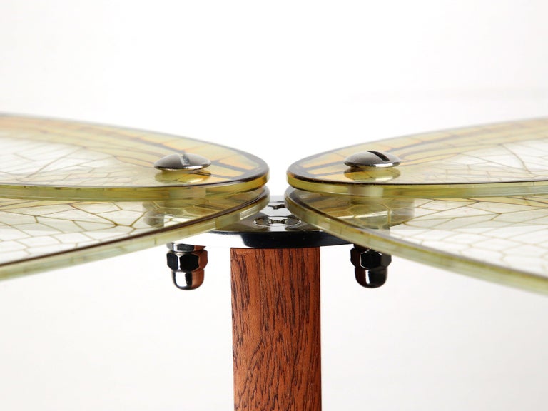 Contemporary Side Table with Glass TableTop and Wooden Table Leg For