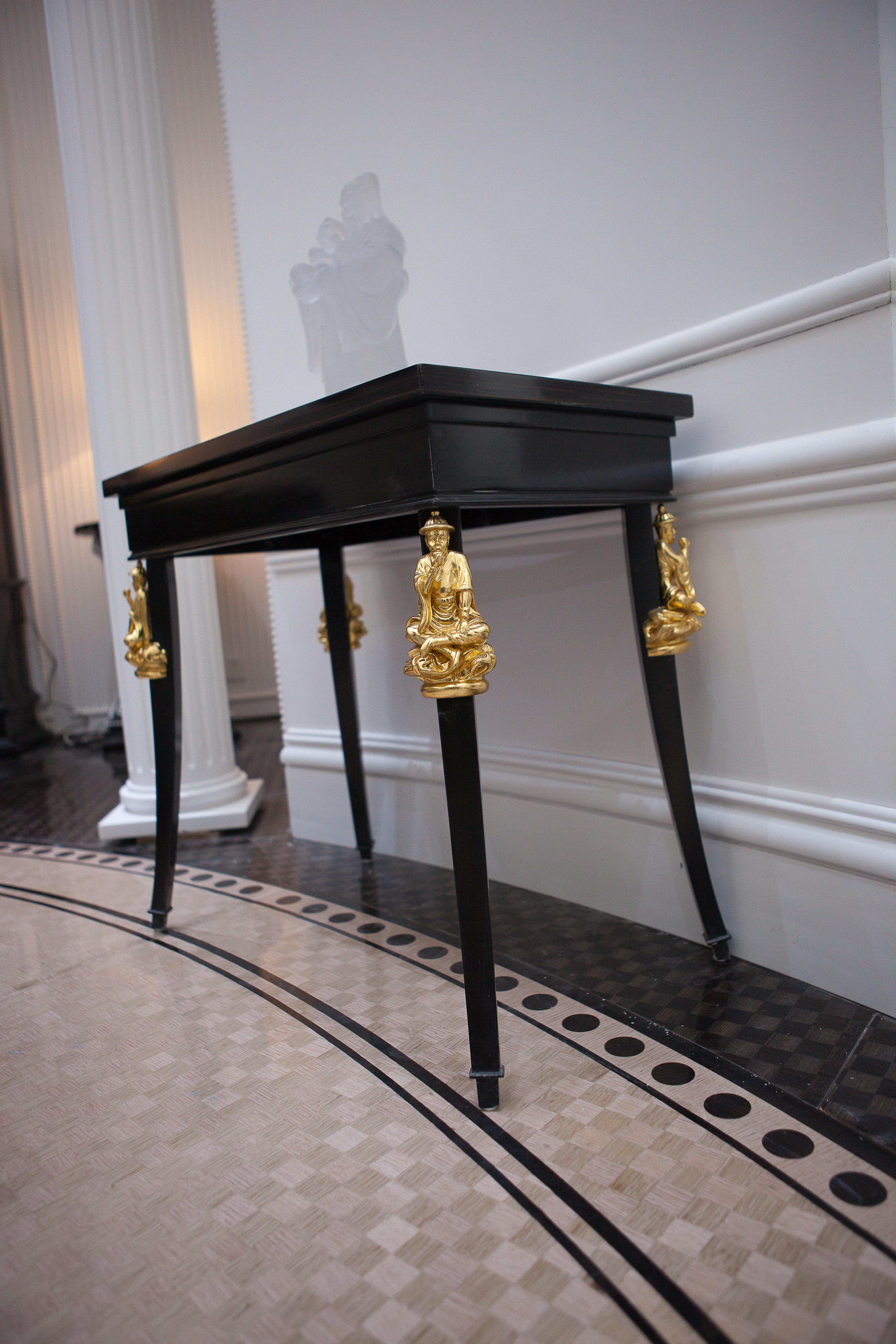 Hong Kong Contemporary side table with Gold Chinoiserie elements by Alexander's Collection For Sale