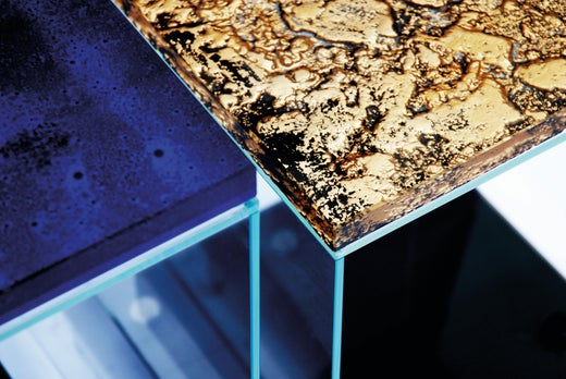 Contemporary Side Tables Made Of Murano Kind Glass Multi Layered Textured For Sale At 1stdibs
