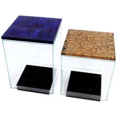 Contemporary Side Tables Made of Murano Kind Glass, Multi-Layered, Textured