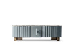 Contemporary Sideboard by Hessentia in Marble and Leather, Light-Blue