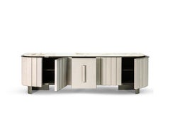 Contemporary Sideboard by Hessentia Leather with Calacatta Oro marble top