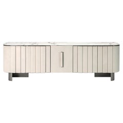 Contemporary Sideboard by Hessentia Leather with Calacatta Oro marble top