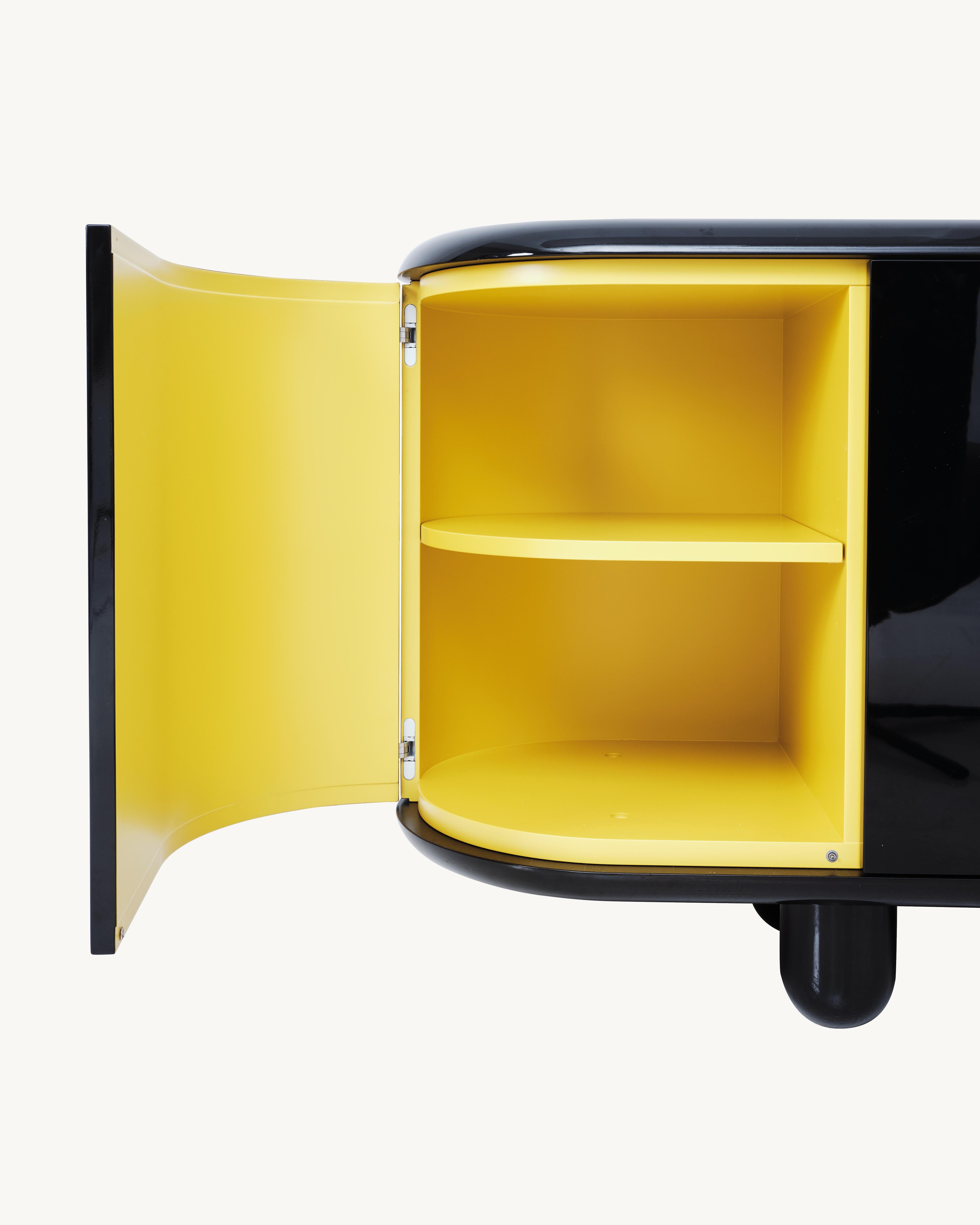 Spanish Contemporary sideboard cabinet by Jaime Hayon black high gloss and yellow matte  For Sale