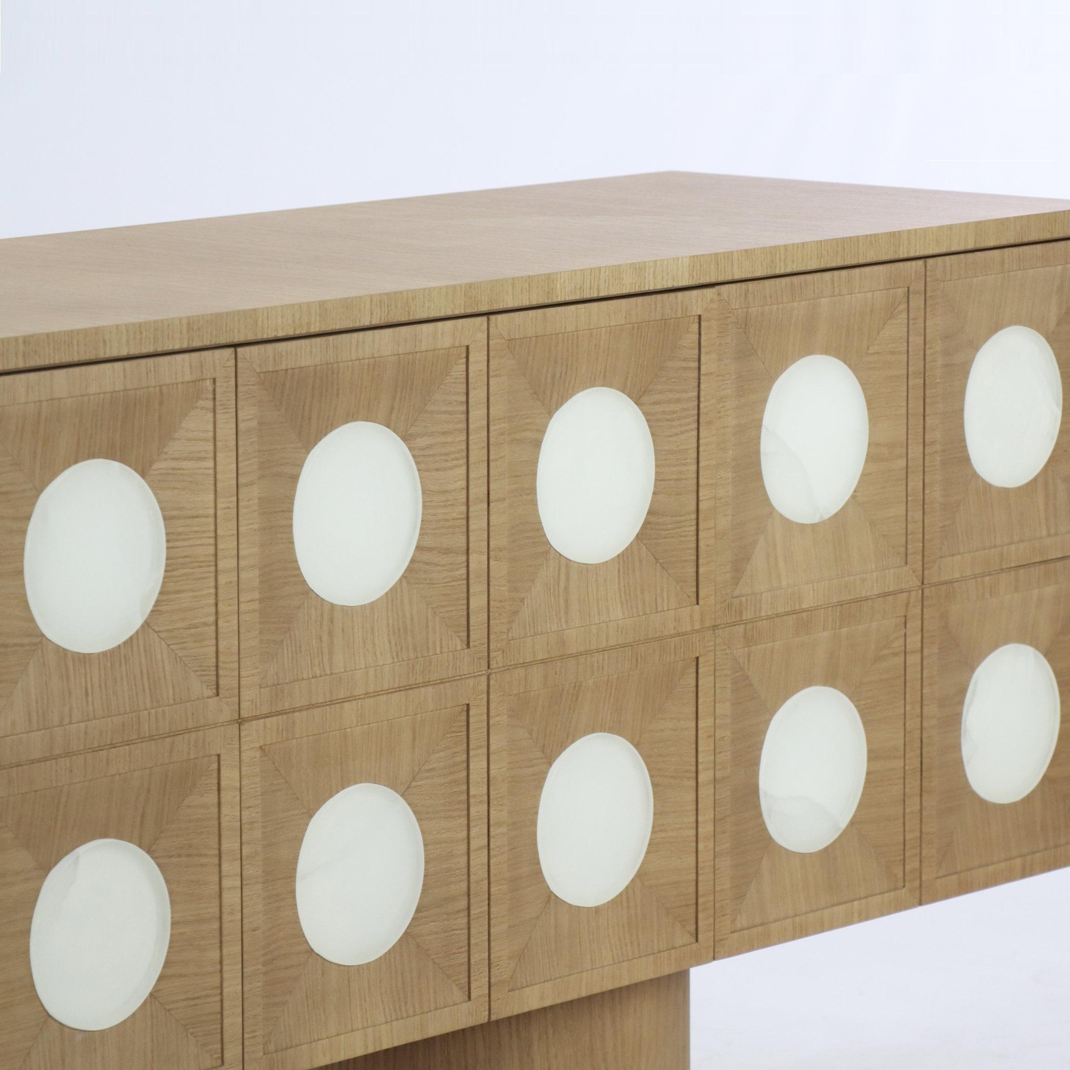 Contemporary Sideboard Crafted from Limed Oak with Selenite Inlay By José Castro For Sale 8