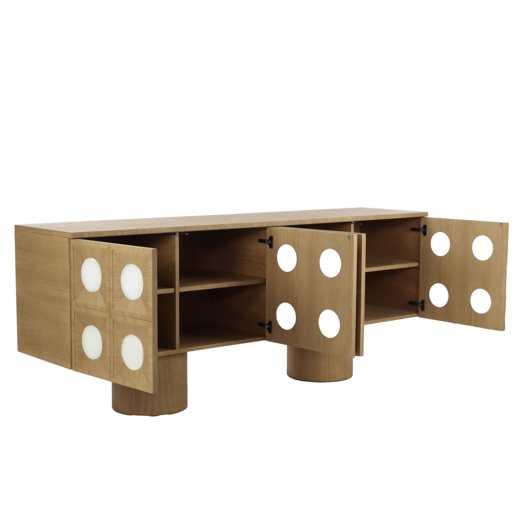 Contemporary Sideboard Crafted from Limed Oak with Selenite Inlay By José Castro For Sale 1