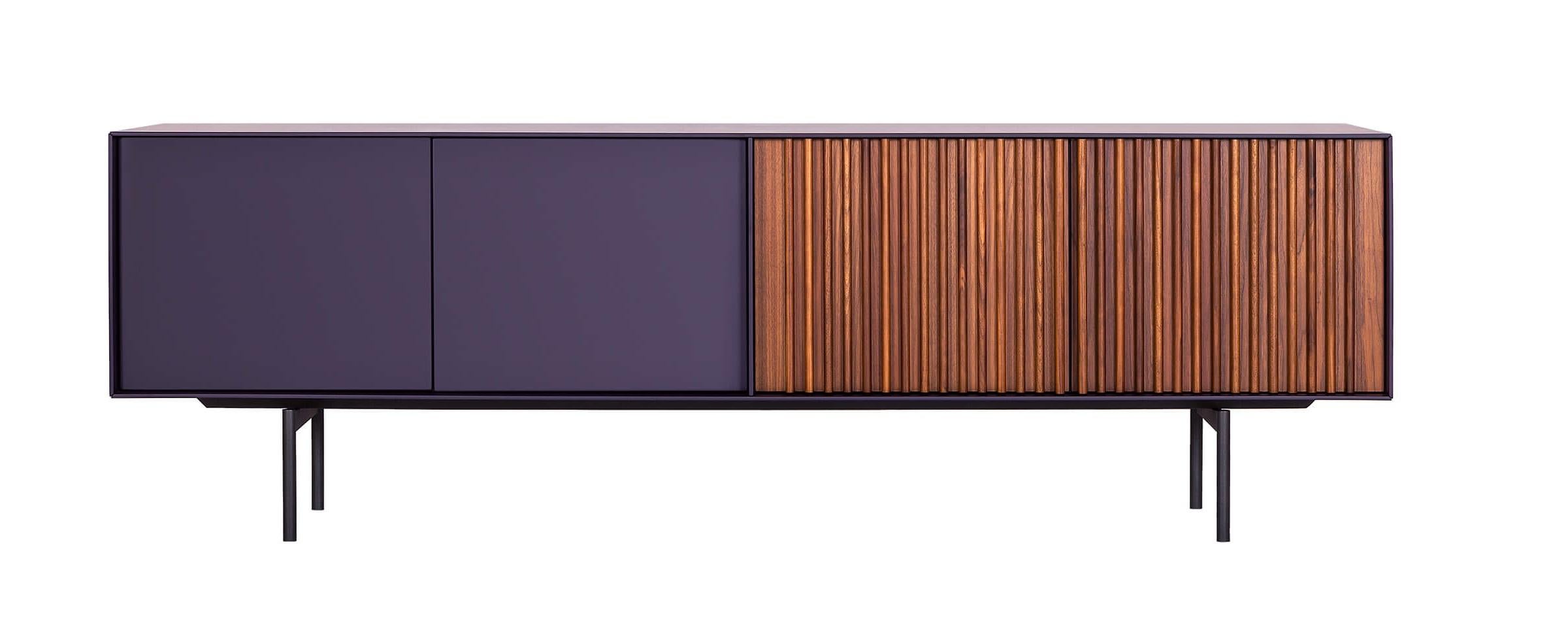 Contemporary Sideboard in American Walnut & Purple Lacquer For Sale 2