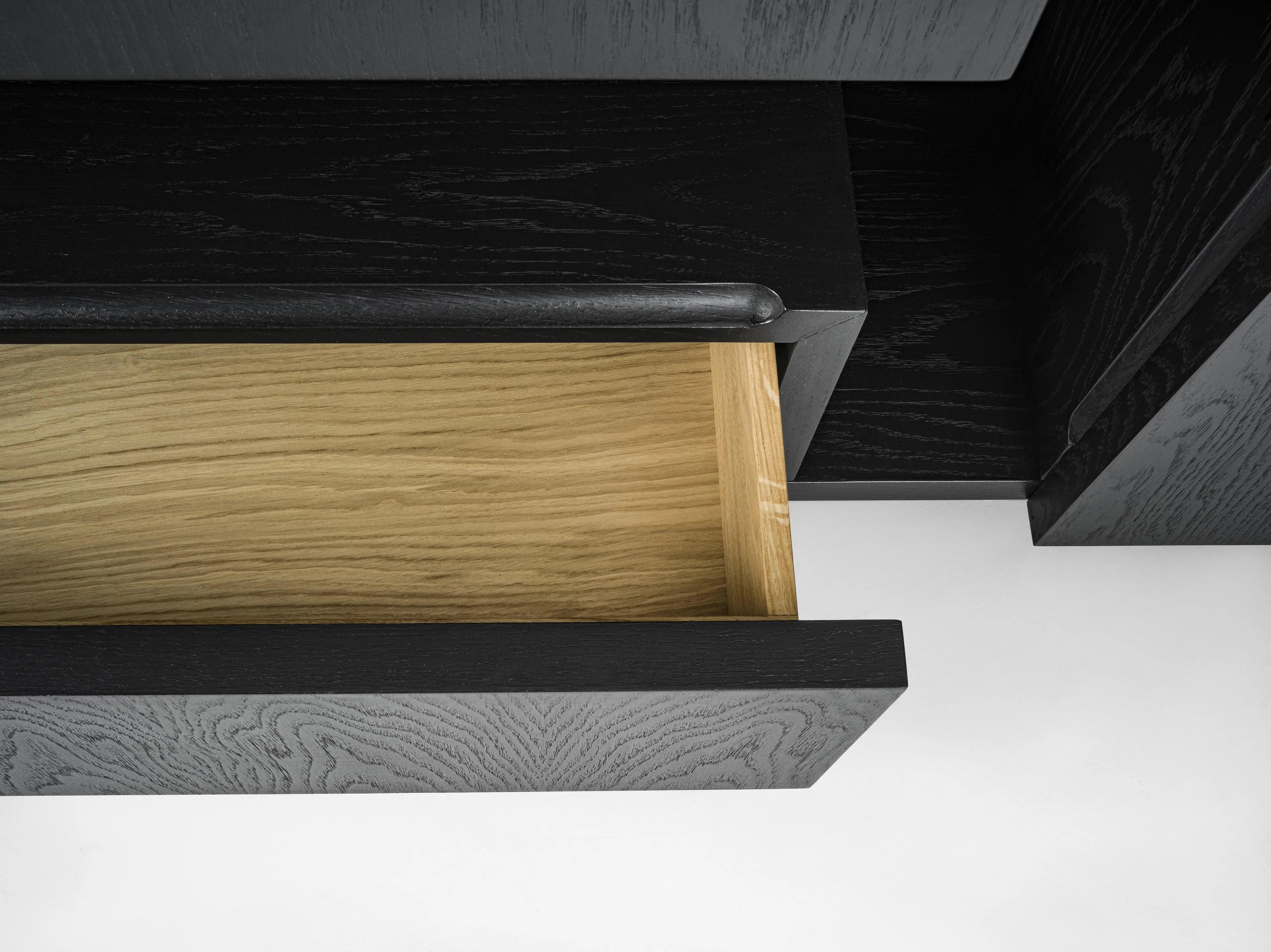 Italian Contemporary Sideboard In Black Stained Oak For Sale