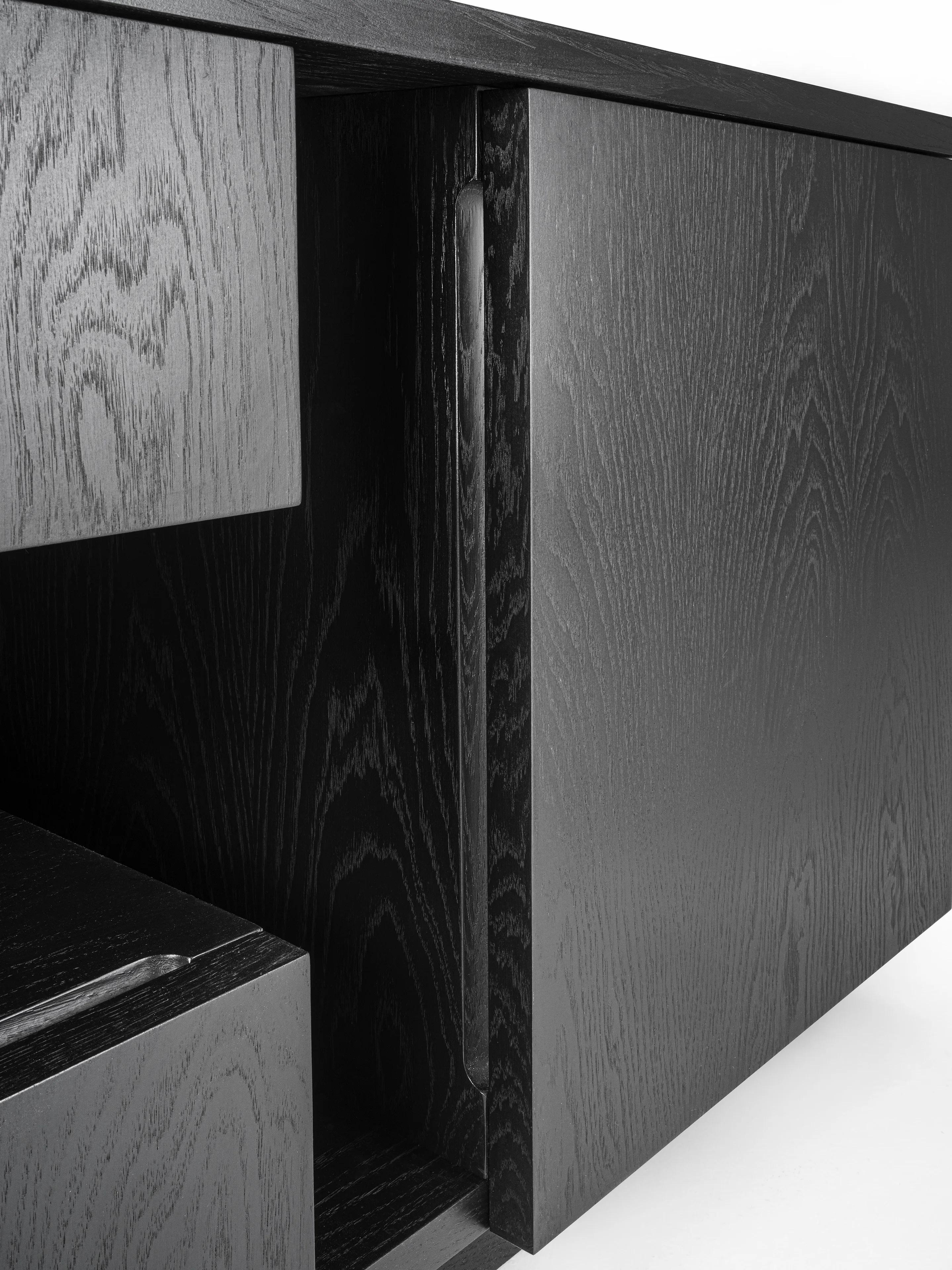 Hand-Crafted Contemporary Sideboard In Black Stained Oak For Sale