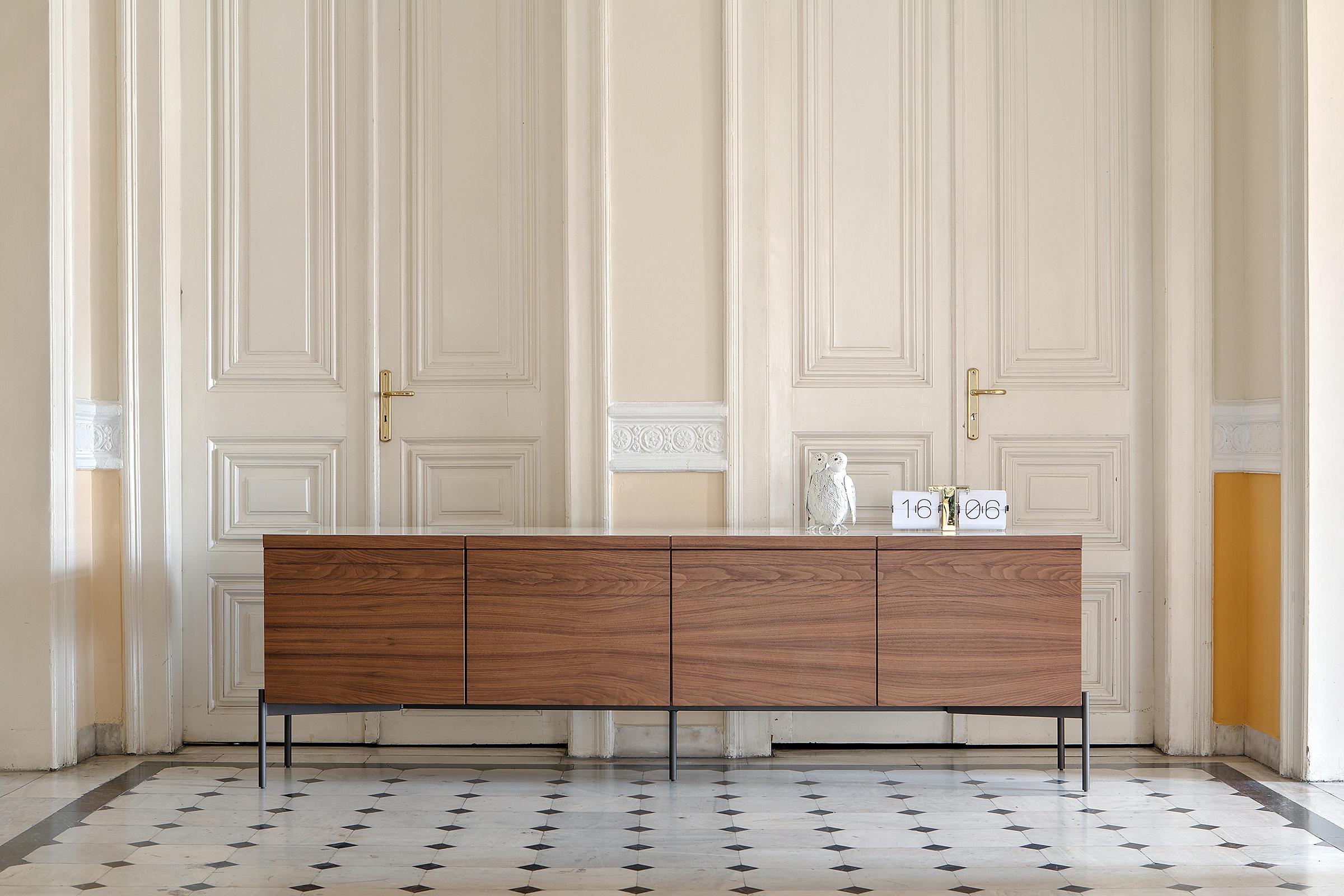 European Contemporary Sideboard in Dark Oak For Sale