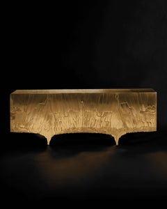 Buffet contemporain en marqueterie de laiton patiné et poli par Erwan Boulloud