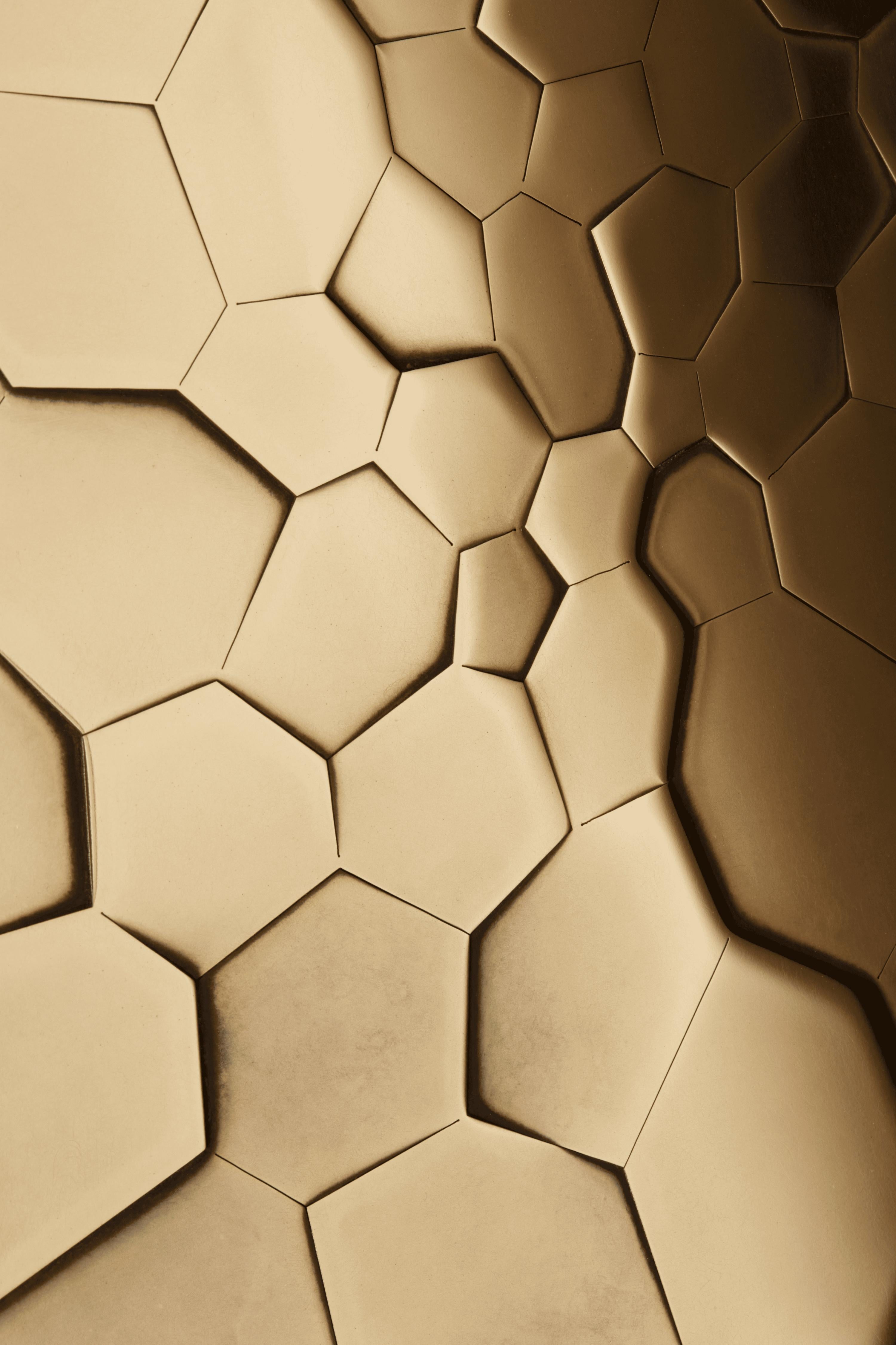 Contemporary Sideboard in Patinated & Polised Brass Marquetry by Erwan Boulloud in vendita 1