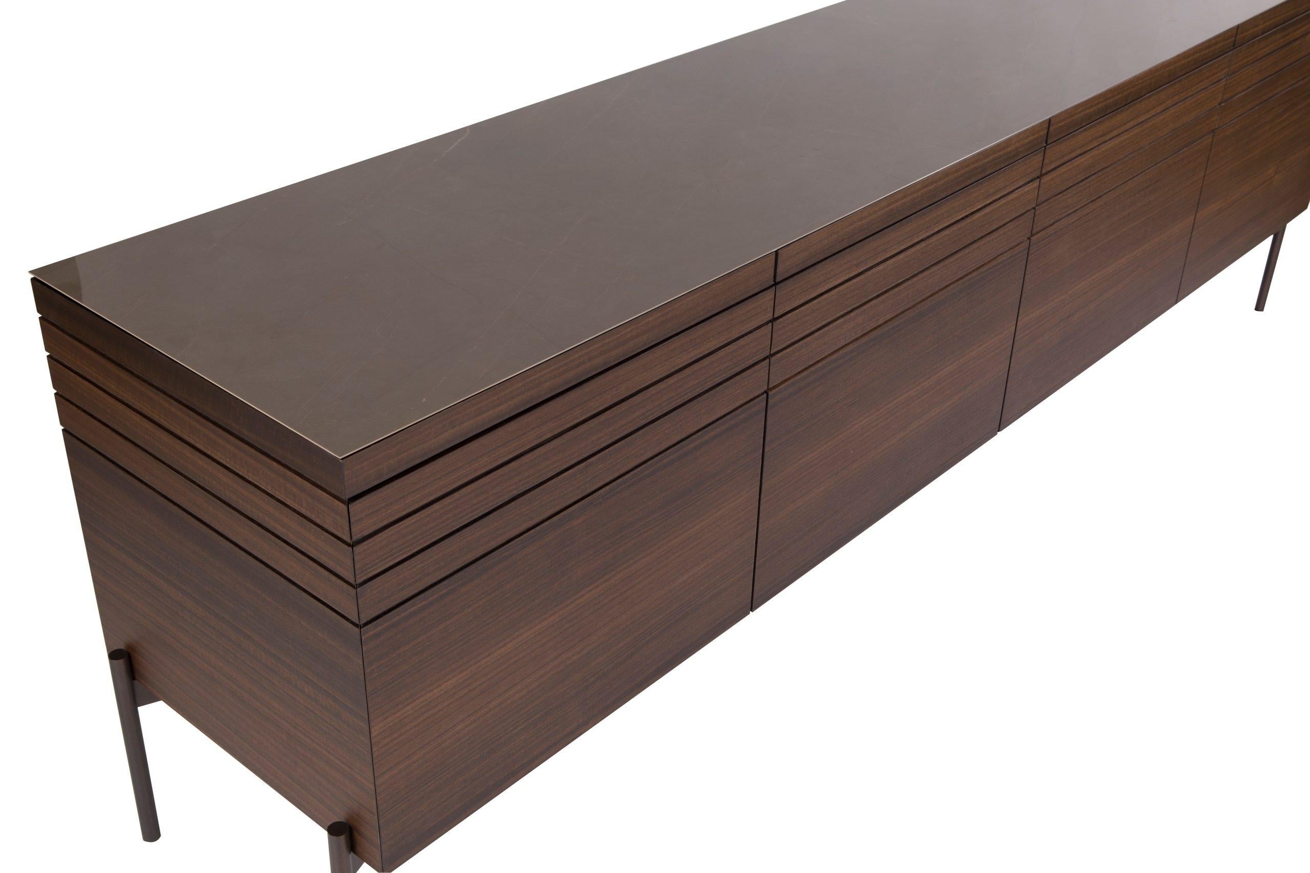 Wood Contemporary Sideboard In Walnut. For Sale
