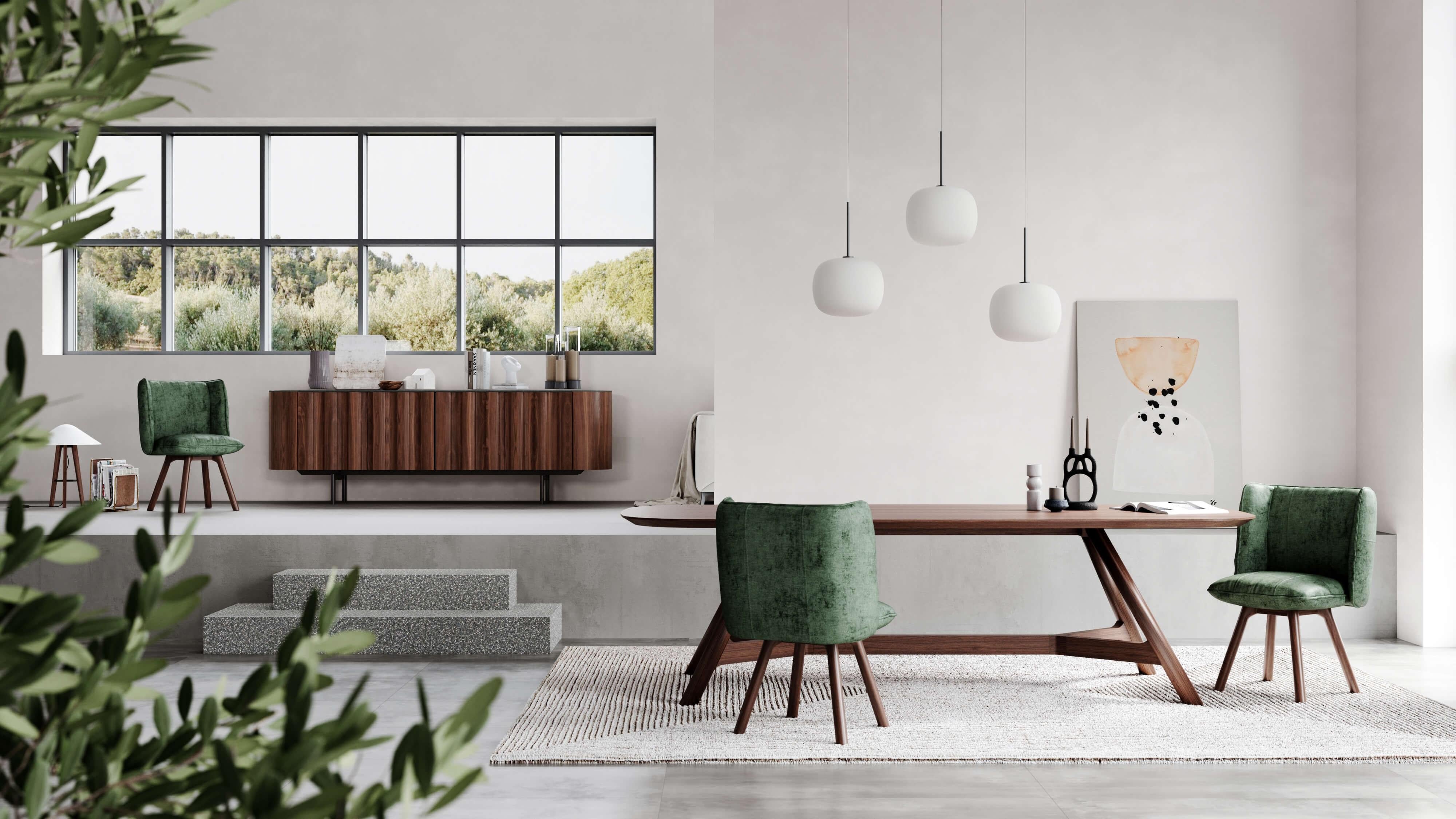 Modern Contemporary Sideboard in Walnut and White Ceramic Top For Sale