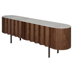 Contemporary Sideboard in Walnut and White Ceramic Top