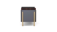 Contemporary Sideboard, Marble Top, Brass Leg, Mirror Strips, Handmade in Italy
