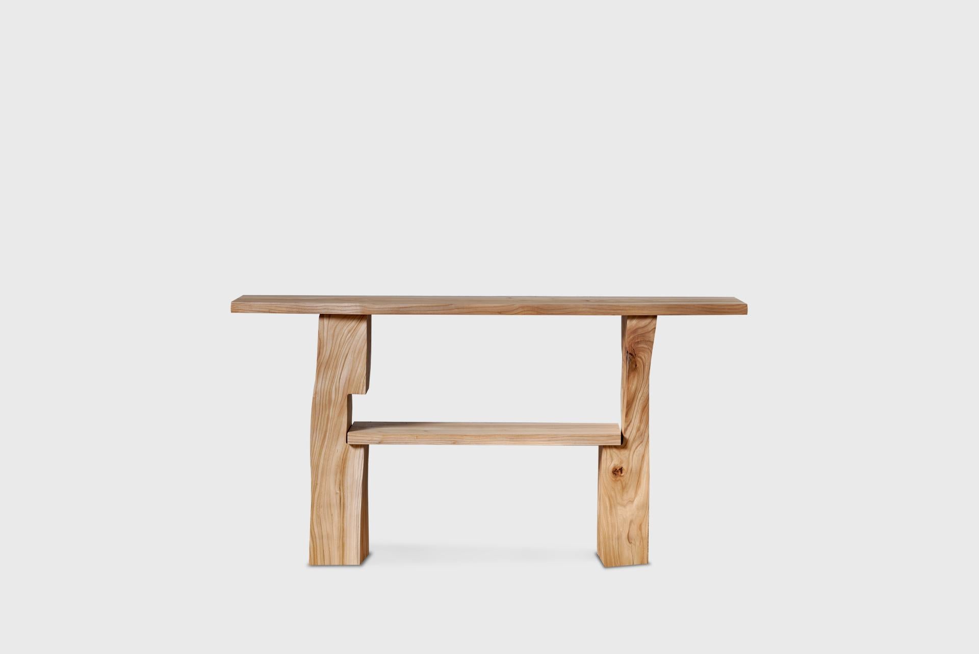 Dutch Contemporary Sideboard Table, in Modern Natural Plain Elm Wood, by Jonas Lutz For Sale