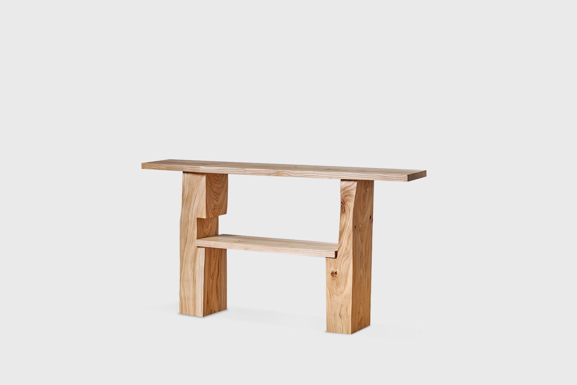 Contemporary Sideboard Table, in Modern Natural Plain Elm Wood, by Jonas Lutz For Sale 1